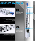 Hella Smooth Full Extension Drawer Slides with Rust-Proof Industrial-Grade Material for Kitchen Cabinets and Garage Storage.