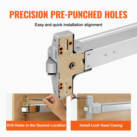 Heavy Duty 28 Inch Stainless Steel Push Bar Panic Exit Device With Exterior Lever And 3 Keys Commercial Emergency Door Hardware installation