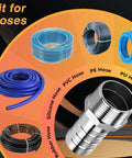 Two Pack Stainless Steel 1-1/4 Inch NPT Male Hose Barb Fittings Connectors For Water Air And Gas Lines with assorted hoses