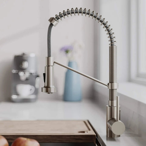 Bolden Commercial Style Two Function Pull Down Kitchen Faucet With Single Handle And High Arc Spout Spot Free Stainless Steel Finish