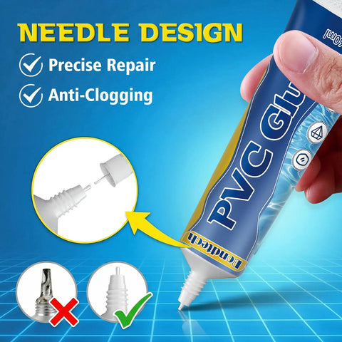 PVC glue with needle design for Ultra Strong Inflatable Patch Repair Kit for air mattresses, pools, and hot tubs, precise repair.