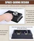 Heavy Duty Electric Portafilter Cleaner For 58mm Espresso Shops Automatic Coffee Grounds Knock Box With 150W Motor set on a countertop with scraper.