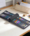24 Slot Fountain Pen Case Black Organizer Bag Waterproof Canvas Pen Display Holder With Individual Slots And Zippered Storage