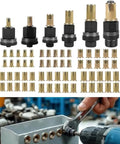 Pro Grade Rivet Nut Tool Kit With Mandrel Head Set M3 To M10, Carbon Steel Build, Heavy Duty Rivet Nut Hardware, Universal Dual Compatibility, Premium Bearing Washer Design For Smooth, Stripping Resistant Fastening, mandrel set and inserts