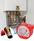 Pipe connection wrapped with High-Temperature Hose Repair Tape Leak-Proof Rope Water Pipe Sealing Cord, product packaging shown.