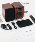 Powered Bluetooth Bookshelf Speakers With 40W Output, 2.75-Inch Woofer, accessories including cables and remote