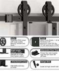 Beefy Carbon Steel Sliding Barn Door Track Kit For Low Ceiling Spaces, Bypass And Library Ladder Style Rollers, installed view
