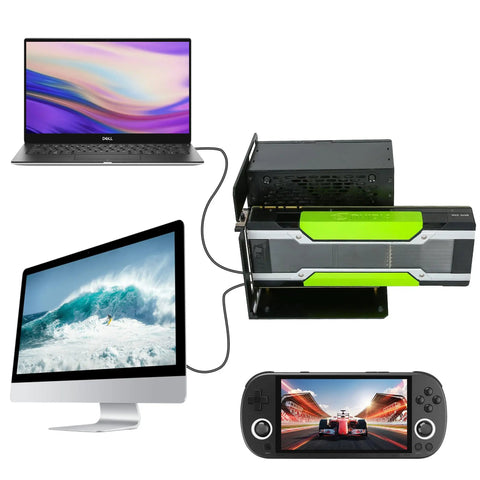 Upgrade Your Laptop Setup With This Beefy Thunderbolt 3 And Usb4 Egpu Dock That Crushes Nvidia And Amd Graphics Tasks While Dishing Pd 85w Fast Charging For Serious Desktop Power On The Move - Display setup with eGPU dock.