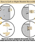 Upgraded Mortise Lock Set For Interior Doors With Antique Vintage Crystal Glass Knobs And Skeleton Key, reversible instructions