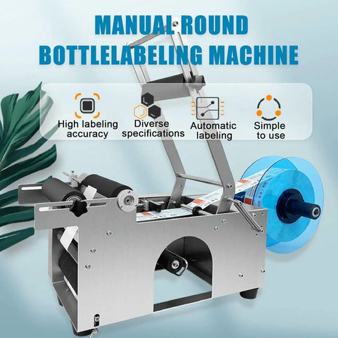 Ace Semi Automatic Round Bottle Labeler with high labeling accuracy, versatile for bottles 0.47 to 5.9 inches in diameter.