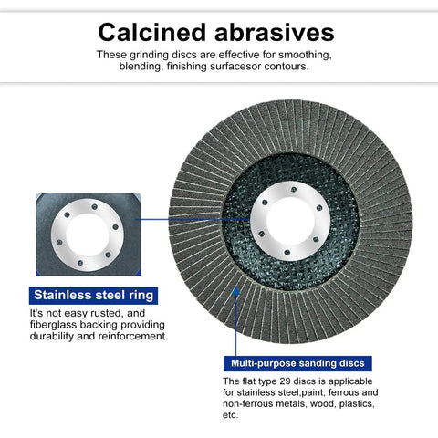 Forty-Eight Pack Flap Discs With 40 Grit For 4.5 Inch Diameter And Seven Eighths Inch Arbor Bevel Type 29 Industrial Grade Zirconia Abrasive