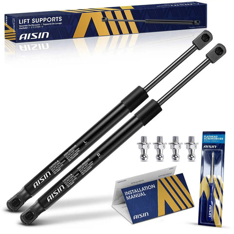 Front Hood Lift Support Shock Struts Pair With Bombproof Construction And Slick Gas Spring Action For Easy Bonnet Operation, includes instructions and screws.