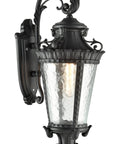 Dope Black Outdoor Wall Light Sconce With Rippled Water Glass Shade 21.6 Inch Tall Weatherproof Exterior Lantern