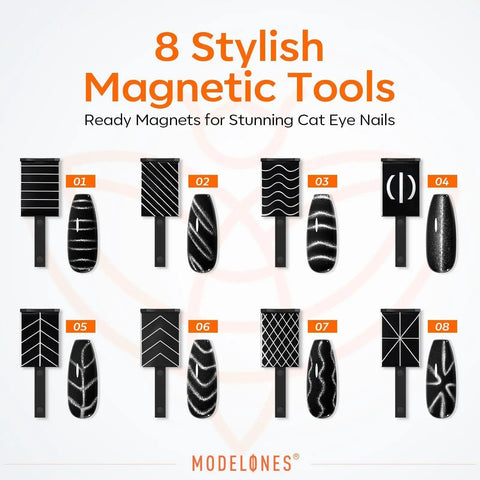 Cat Eye Nail Magnet Set 15Pcs Magnetic Nail Art Tools Kit With Circle, Square And Round Magnets To Create Dramatic Cat Eye Effects In Gel Polish For Dope At Home Or In The Salon