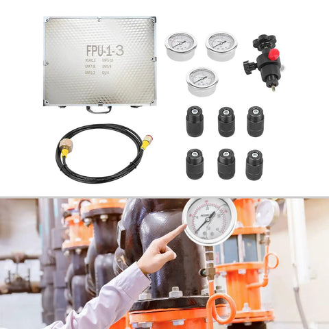 Pro-Grade Nitrogen Pressure Test System With Heavy-Duty Hydraulic Accumulator Kit, 6 Couplings, 3 Gauges, And 1 Gas Hose, No-Fuss Setup For Reliable, Leak-Free Maintenance