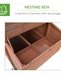 96.5-Inch Wooden Chicken Coop With Portable Wheels, Hen House And Nesting Box interior design for easy egg collection.