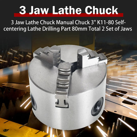 Self Centering 3 Jaw Lathe Chuck 3 Inch Manual Chuck 80mm Size With 2 Jaw Set K11 80 High Torque 40 Nm Max 4000 RPM Built To Last