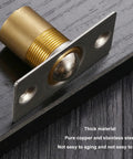 Solid Brass Door Ball Catch Set With 4 Adjustable Spring Closet Latches for Cabinets and Pantries, close-up of brass catch