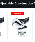 3-Piece Adjustable Construction Spud Wrench Set with 12-inch 1-1/2, 10-inch 1-5/16, 8-inch 1-1/8 jaws, showing jaw capacities.