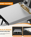 Heavy Duty Folding Step Ladder With Handrail 11 Steps Stainless Steel Anti Slip Pedals Sponge Handrail Safe Lock Design Space Saving Tall Kitchen Closet Ladder For Home And Garage Use widened footrest and non-slip aluminum step detail