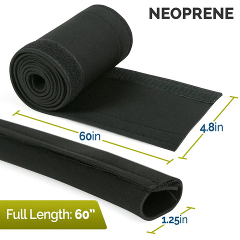 Rolled neoprene cable sleeve showing dimensions for Baby Proof Cable Covers For Wires And Cables, Flexible Cut-To-Fit.