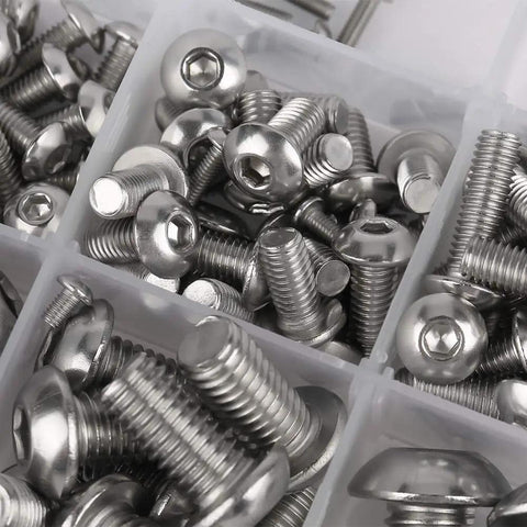 Assorted stainless steel hex socket bolts from 250 Piece M2 To M10 Machine Screws Set Pro Grade Stainless Steel Hex Socket Bolts For Laptop Keyboard PC Repair Electronics DIY Assorted Metric Fasteners Kit