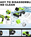 Powerful 1000W Electric Paint Sprayer disassembled with parts shown in water, demonstrating easy cleaning for hassle-free house painting.