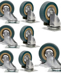 8 Pack 3 Inch Swivel Caster Wheels Set With 4 Brakes And 4 Without Brakes PVC Gray Heavy Duty 360 Degree Swivel Casters