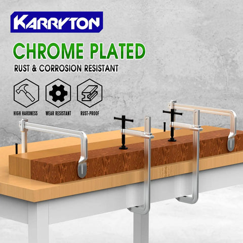 Beefy 4 Pack Heavy Duty 12 Inch F Clamp Set With 4 3/4 Inch Throat Depth, 1 By 15/32 Inch Bar clamping wood on table