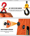 Electric Portable Hoist Winch 1500Lbs 3 In 1 Lift System hooks and dustproof features close-up