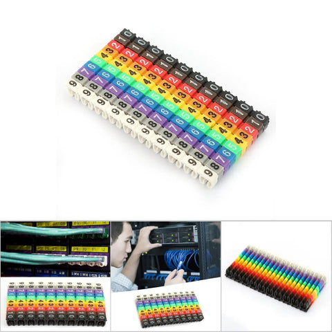 Clip On Cable Marker Set With Bright Color Plastic Number Tubes For Quick Cable Identification Boxed Wire Label Kit 100 Pieces 2.5mm Size