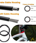 Pro Grade 107 Piece Bike Cable Kit With Stainless Steel Wire Cutter Universal Cable Housing Brake And Shift Cables End Caps O Rings And Crimps For Quick No Hassle Bike Maintenance Includes 6 Brake Cables And 6 Shift Cables showing cable housing and layering
