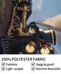 Close-up of Steam Locomotive Train Wall Tapestry Art Print showing polyester fabric and vivid oil painting style design.