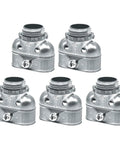 Heavy Duty Metal Conduit Connectors 5 Pack Double Outlet Wire Harness Clamps 3/8 Inch Cables, silver metal clamps.