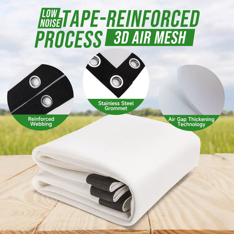 Golf Simulator Impact Screen With 3D Air Mesh For Home Indoor Practice, features reinforced grommets and air gap thickening