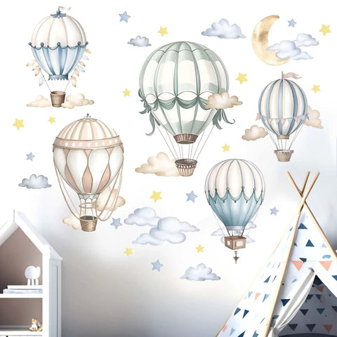 Hot Air Balloon Wall Decals For Nursery And Kids Room Peel And Stick Baby Room Decor That Won't Damage Walls Easy To Remove Safe For Infants Adorable Balloon Stickers Ages 0 To 12