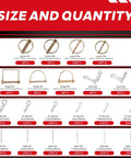 Image showing size and quantity of pins from 300 Piece Heavy Duty Workhorse Cotter Pin Kit with zinc plated steel linchpins.