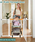 Extra Wide Press Mounted Baby Gate for Indoor Openings 32.28 To 35.04 Inches Walk Through No Drill Kid And Pet Friendly Doorway Gate