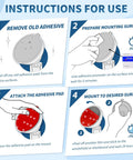 Installation guide for Six Pack Dash Cam Adhesive Pads Set For Car with step-by-step instructions and illustrations.