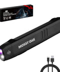 Rechargeable EDC Flat Flashlight 1200 Lumens With Magnetic Base UV And White Light Combo Waterproof LED Inspection Light For Work Outdoors And Emergencies Black