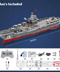16 Inch RC Warship Boat With Real Water Spray, 15 MPH Dual Motor Aircraft Carrier Battleship, Remote Control set details