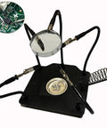 Pro Grade Soldering Helping Hands With Magnifying Glass And Four Flexible Arms Third Hand Stand For PCB And Circuit Board Work Heavy Duty Base Plate Soldering Kit, showing close-up of PCB component.