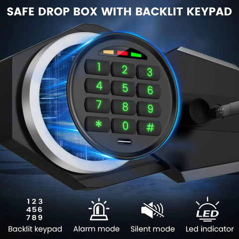 5.6 Cu Ft Large Drop Safe Box For Biz with backlit digital keypad and quick drop slot, anti-theft money safe for commercial use