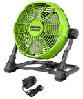 40V 10 Inch Hybrid Fan With 5 Speed Settings And 360 Degree Rotating Head Delivering Up To 785 CFM Airflow Cordless And AC DC