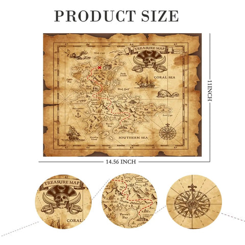 Pirate Monocular Telescope with Treasure Map Pocket Compass Collapsible Spyglass for Party Favors Treasure Hunts Camping Bird Watching and Kid Friendly Adventures Perfect Gift for Young Explorers 14.56 x 11 inch map