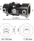 Three Quarters Dd By One Dd Steering Shaft U Joint Replacement With Three And One Fourth Inch Length and 35 Degree Max Working Angle