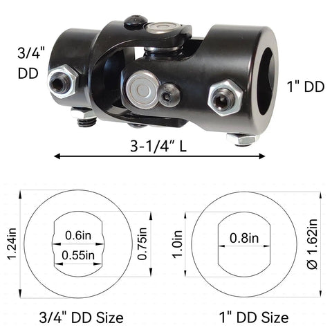 Three Quarters Dd By One Dd Steering Shaft U Joint Replacement With Three And One Fourth Inch Length and 35 Degree Max Working Angle