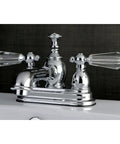 4 Inch Centerset Bathroom Faucet In Slick Polished Chrome With Drip Free Ceramic Cartridge, Crystal Lever Handle, Brass Construction