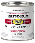 Real Deal Brush On Protective Enamel Paint In Satin White For Metal Wood Concrete And Masonry With Hella Tough Rust Coating And Super Fast Dry Finish in an 8 oz can.
