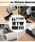 Boss Grade 22 Piece Titanium Oscillating Saw Blade Set For Metal And Wood Universal Multi Tool Blades Kit in use on metal and wood